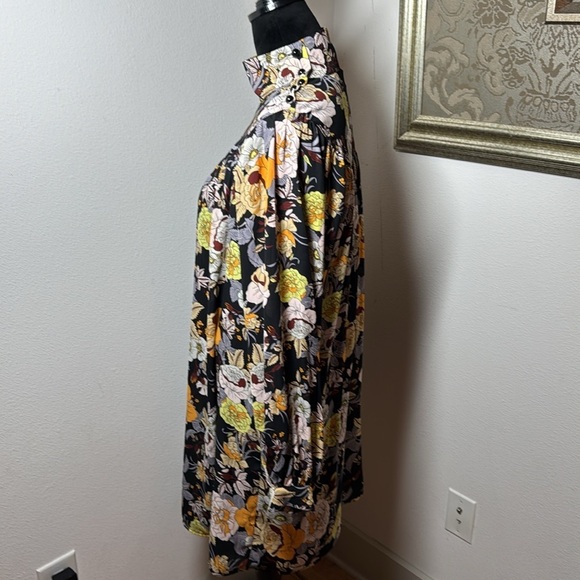 Who What Wear Midnight garden High collar shoulder buttons long sleeve dress S - Picture 5 of 11